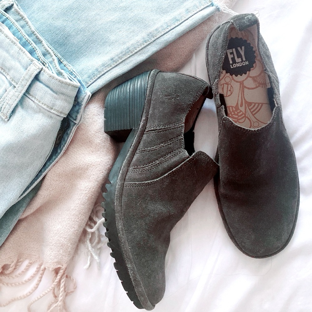 Fly London Wate suede low ankle slip on booties